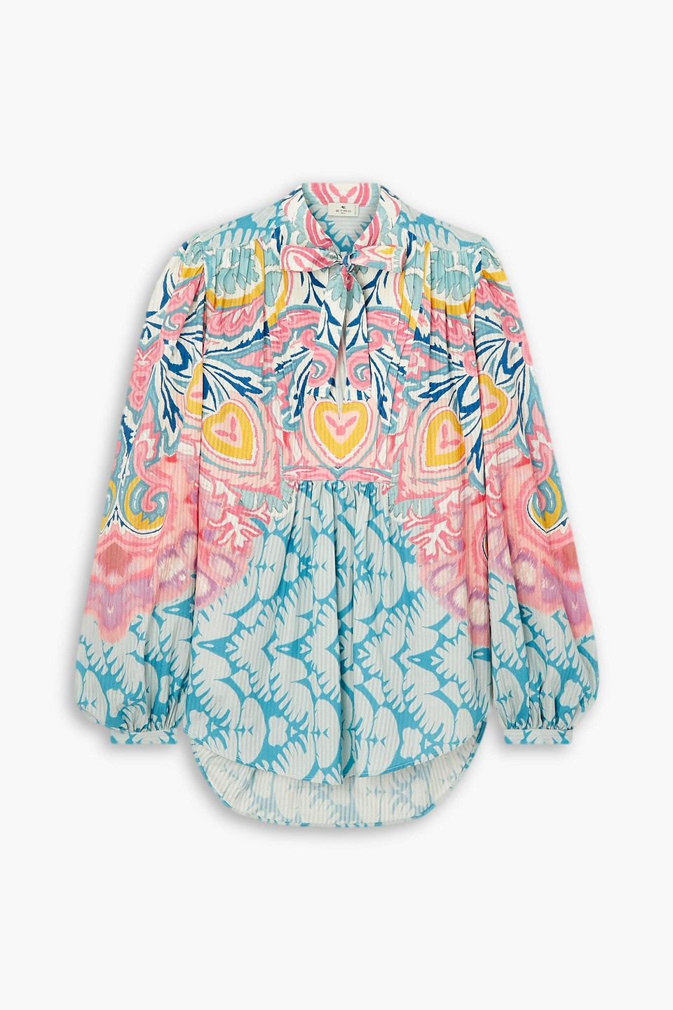Shop Etro Printed Cotton And Silk-blend Blouse In Multicolor