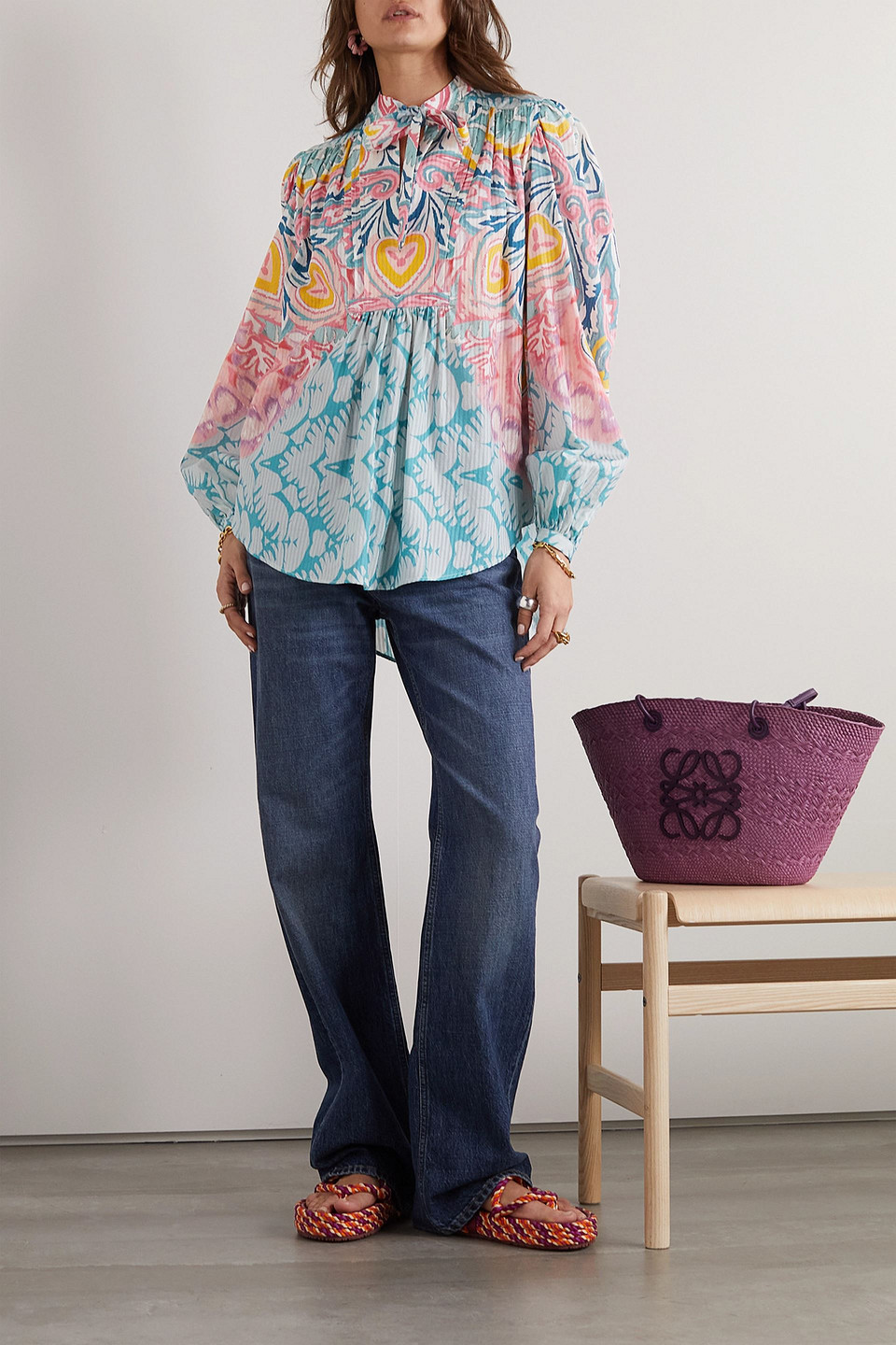 Shop Etro Printed Cotton And Silk-blend Blouse In Multicolor