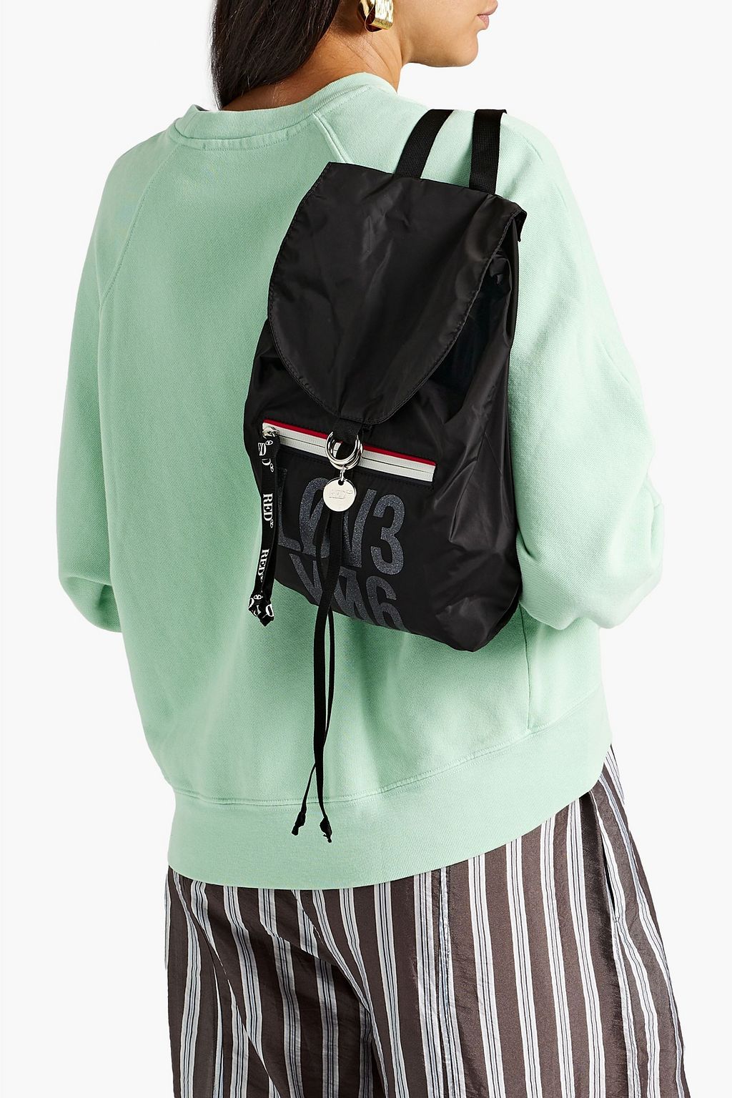 RED(V) Glittered printed shell backpack