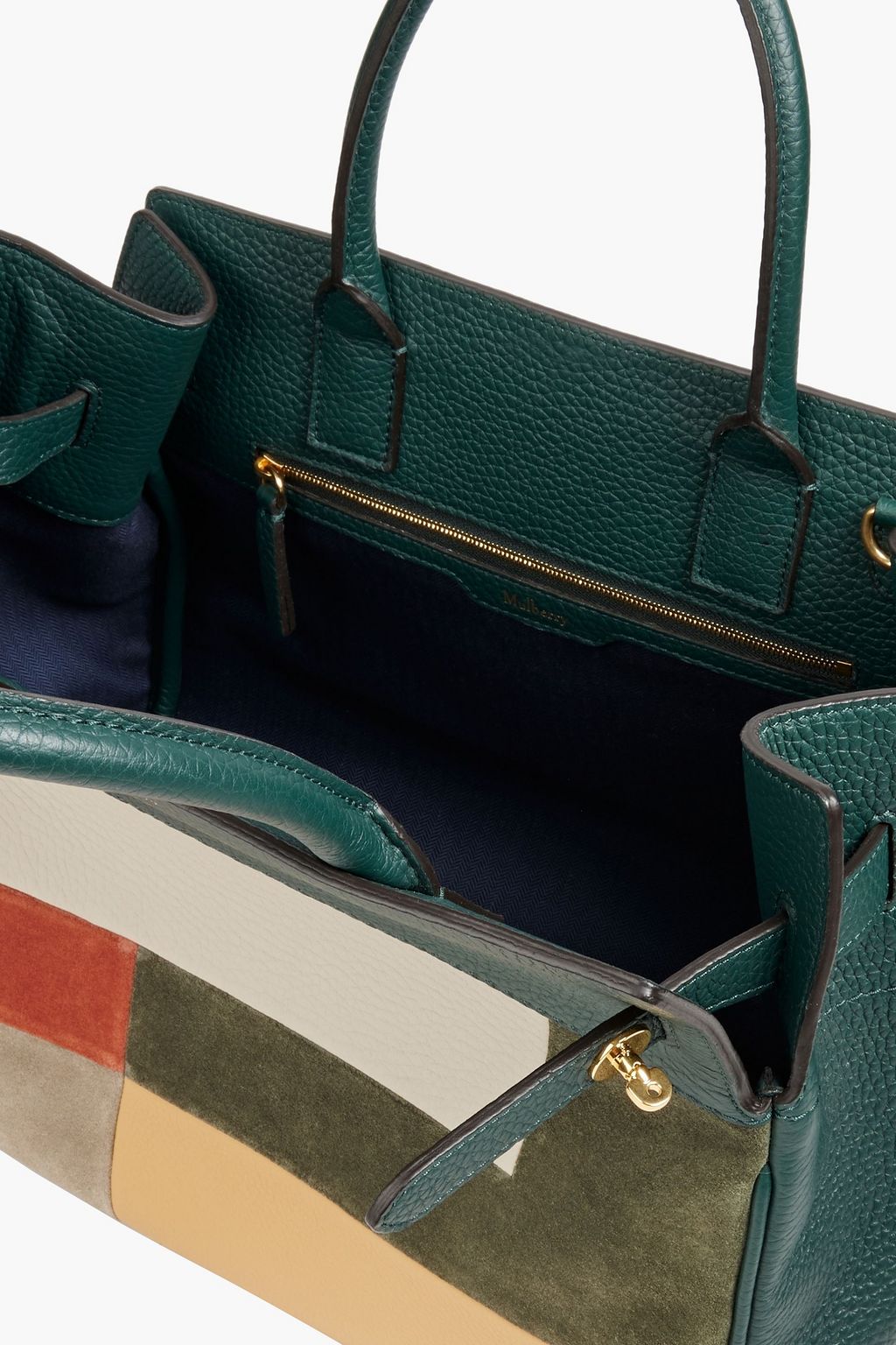 MULBERRY Bayswater patchwork pebbled-leather and suede tote