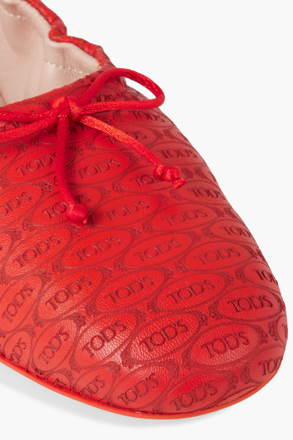 Shop Tod's Embossed Leather Ballet Flats In Red