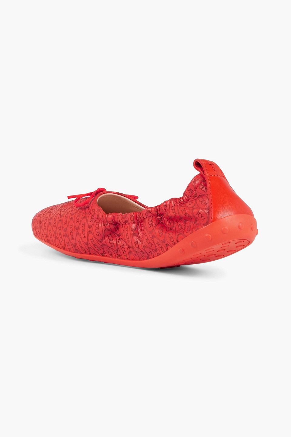 Shop Tod's Embossed Leather Ballet Flats In Red