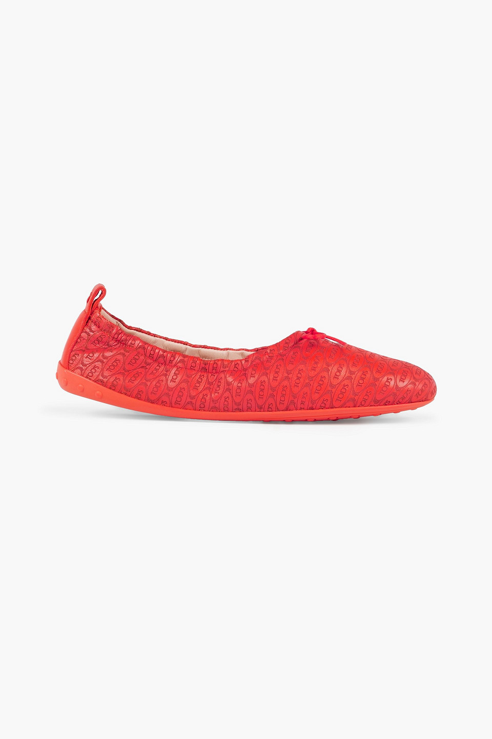 Tod's Embossed Leather Ballet Flats In Red