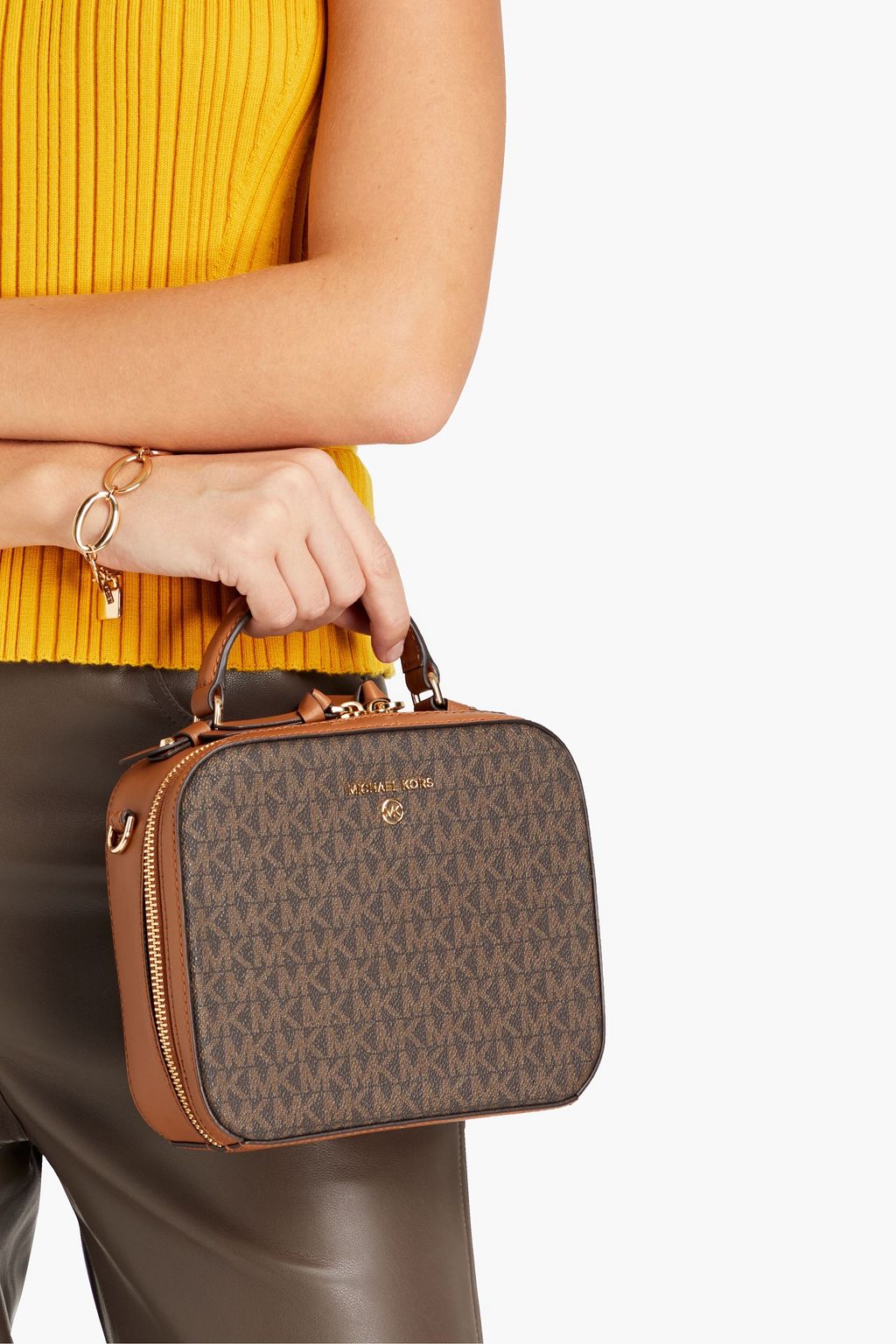 MICHAEL MICHAEL KORS Jet Set logo-print faux textured-leather tote