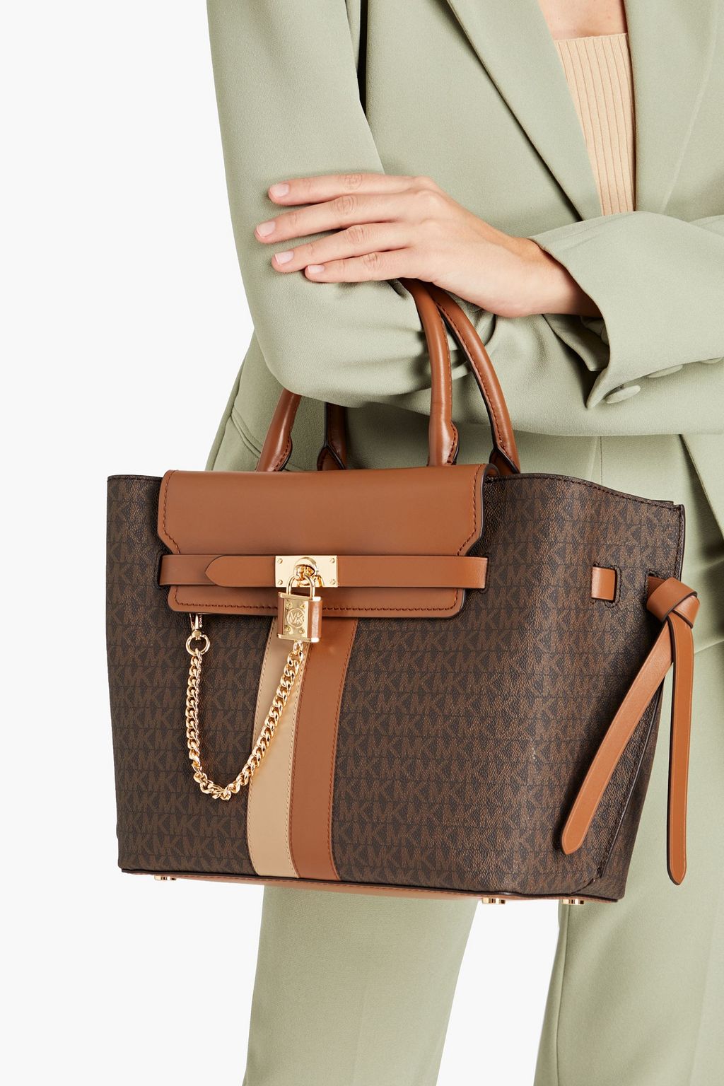 MICHAEL MICHAEL KORS Logo-print faux textured-leather tote