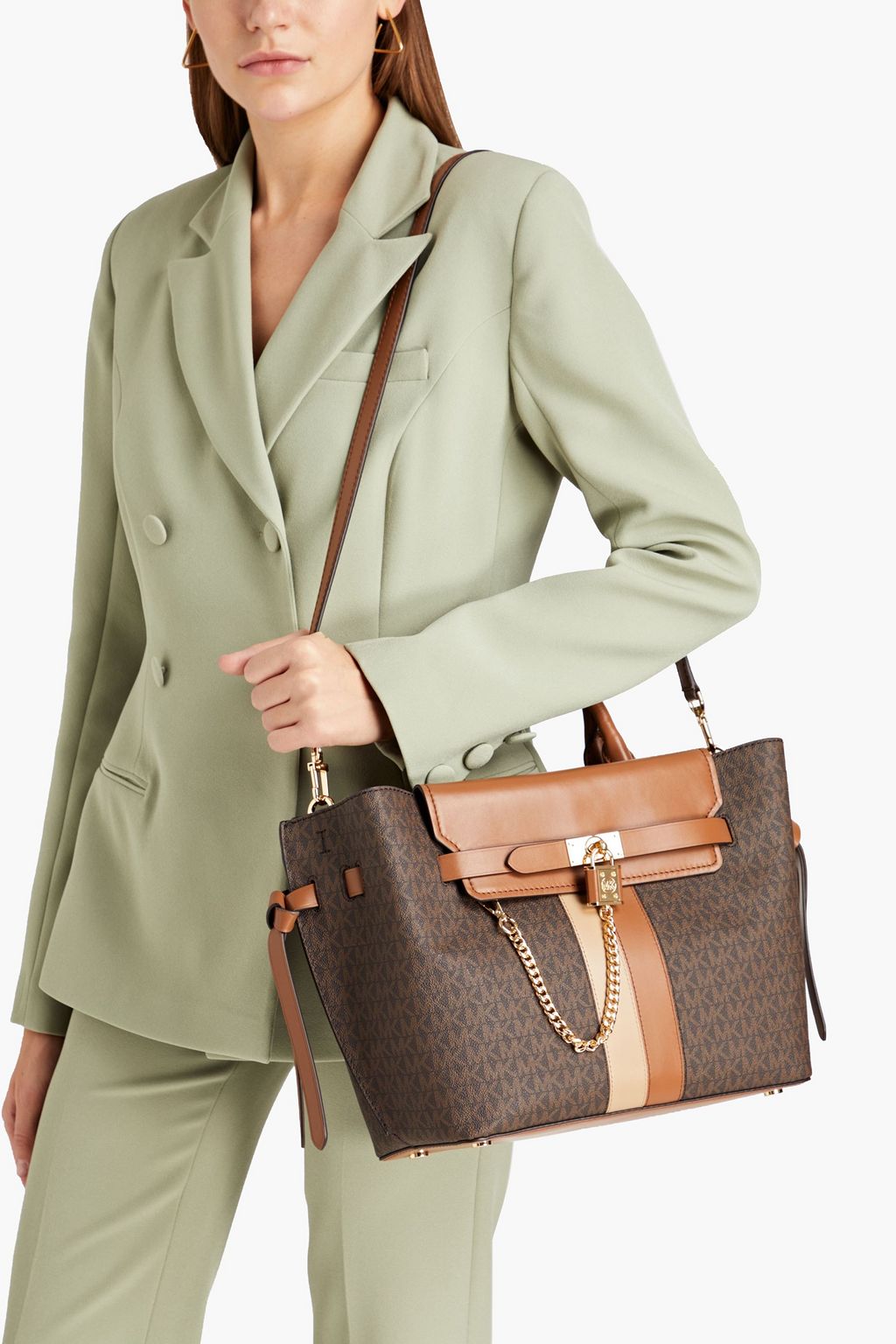 MICHAEL MICHAEL KORS Logo-print faux textured-leather tote