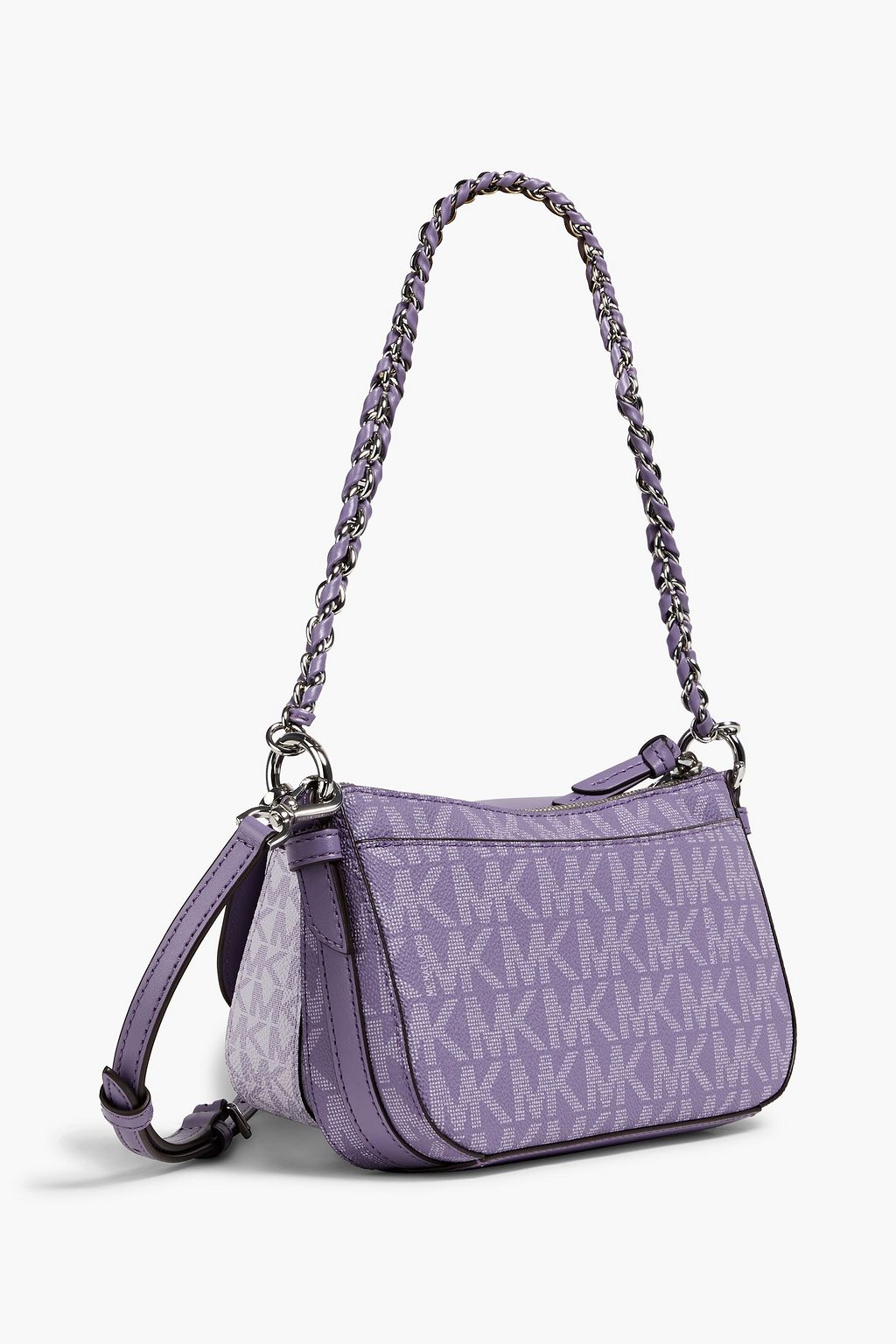 Lavender Logoprint faux smooth and texturedleather shoulder bag