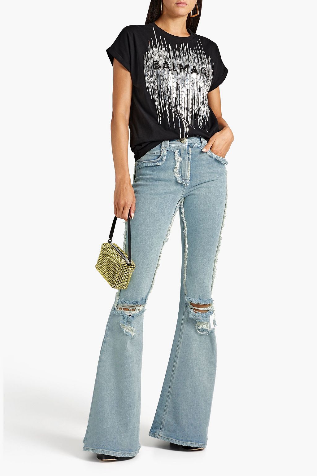 BALMAIN Distressed mid-rise flared jeans