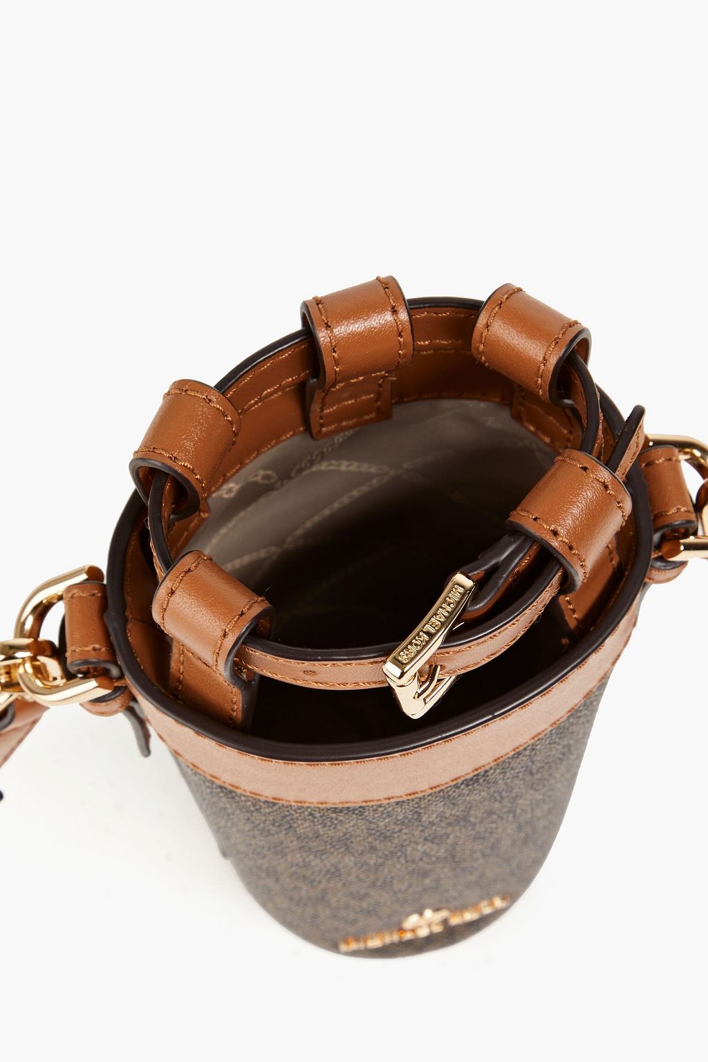 MICHAEL MICHAEL KORS Logoprint faux texturedleather water bottle holder THE