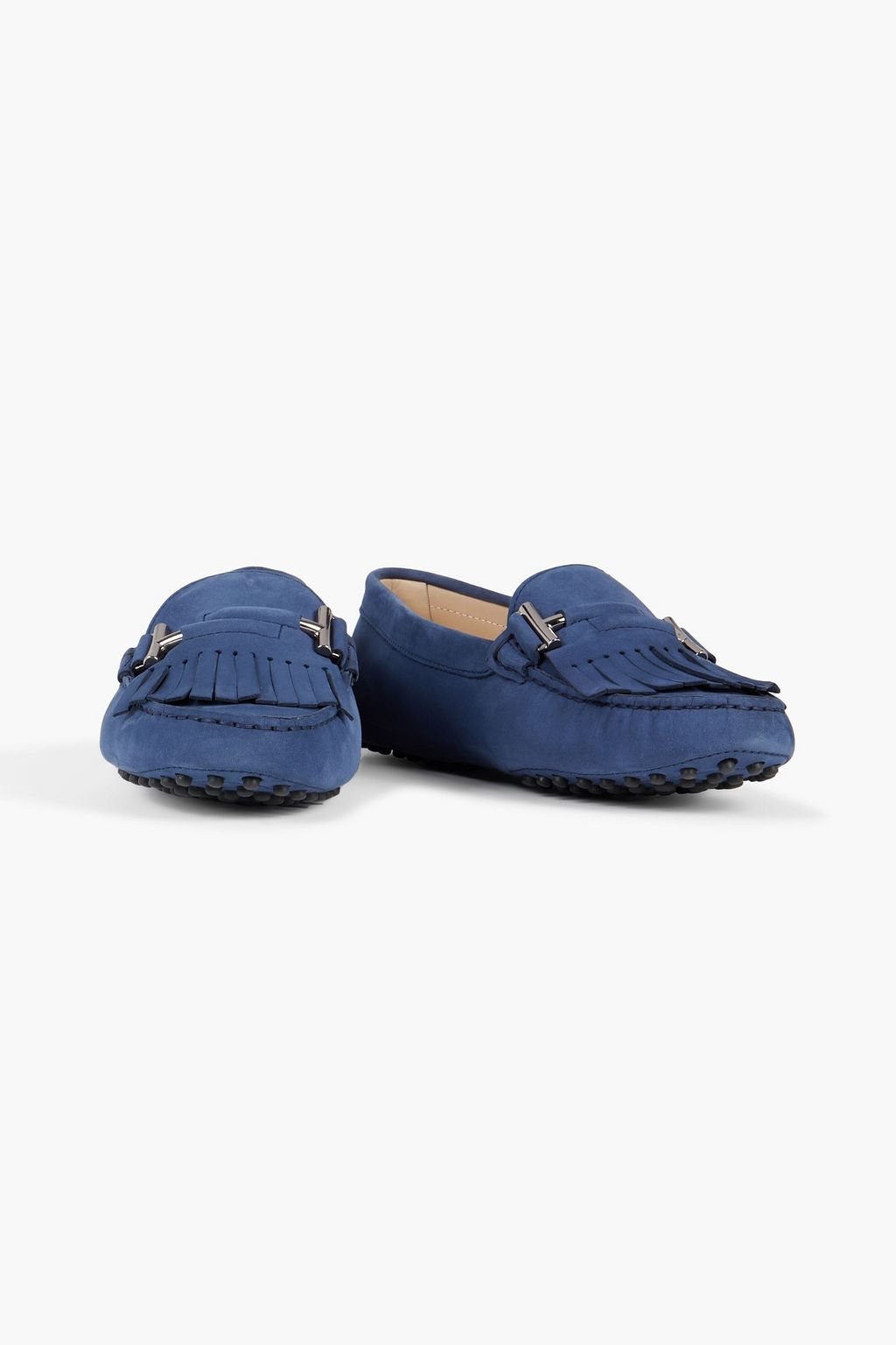 TOD'S Double T fringed suede loafers