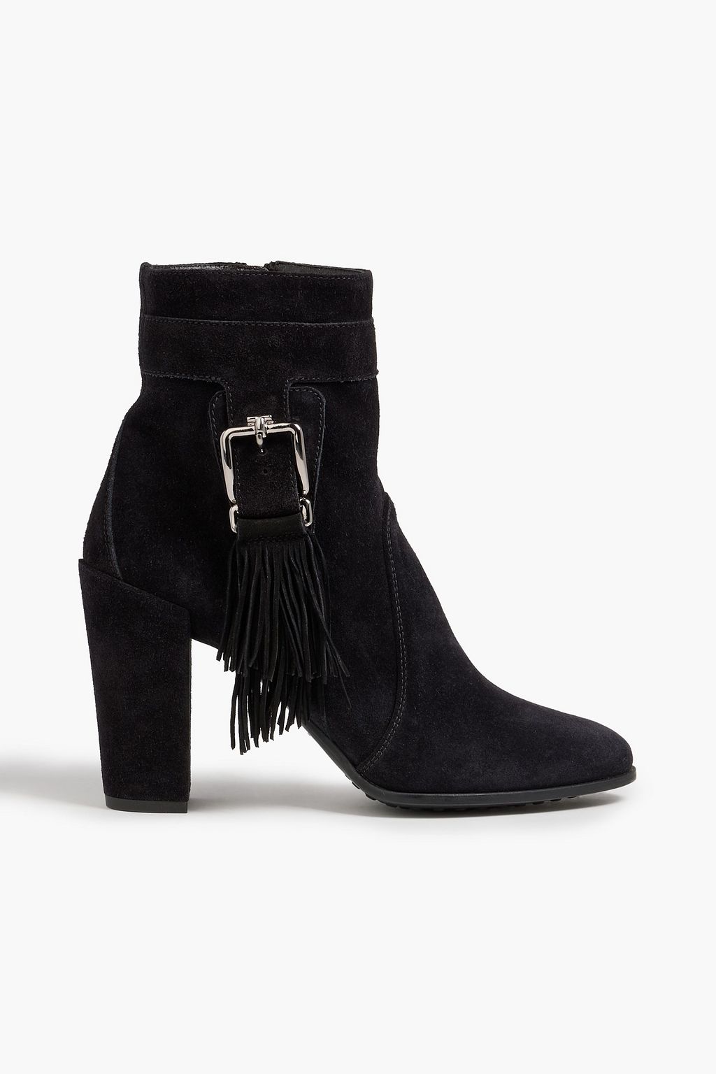 TOD'S Buckled fringed suede ankle boots | THE OUTNET