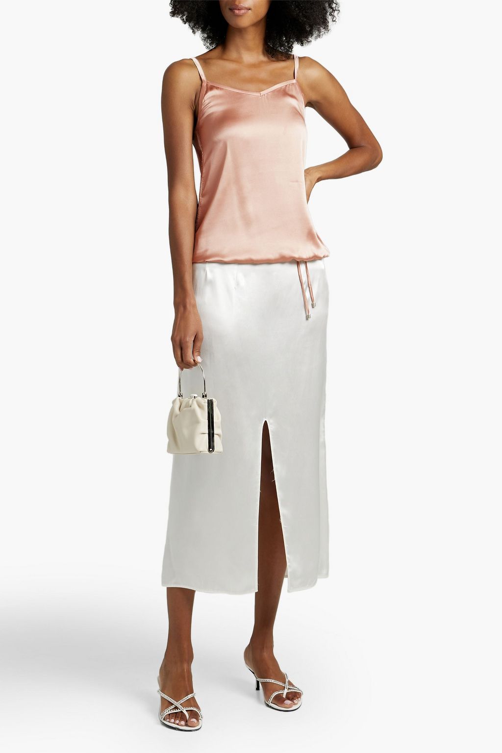 FABIANA FILIPPI Bead-embellished silk-blend satin camisole