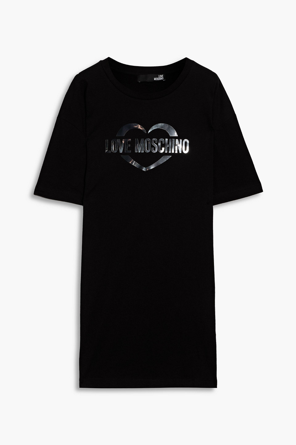 Love Moschino Appliquéd Cotton-jersey Mini Dress In Black