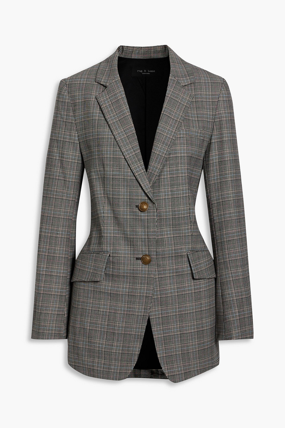 Rag & Bone Charles Checked Woven Blazer In Grey