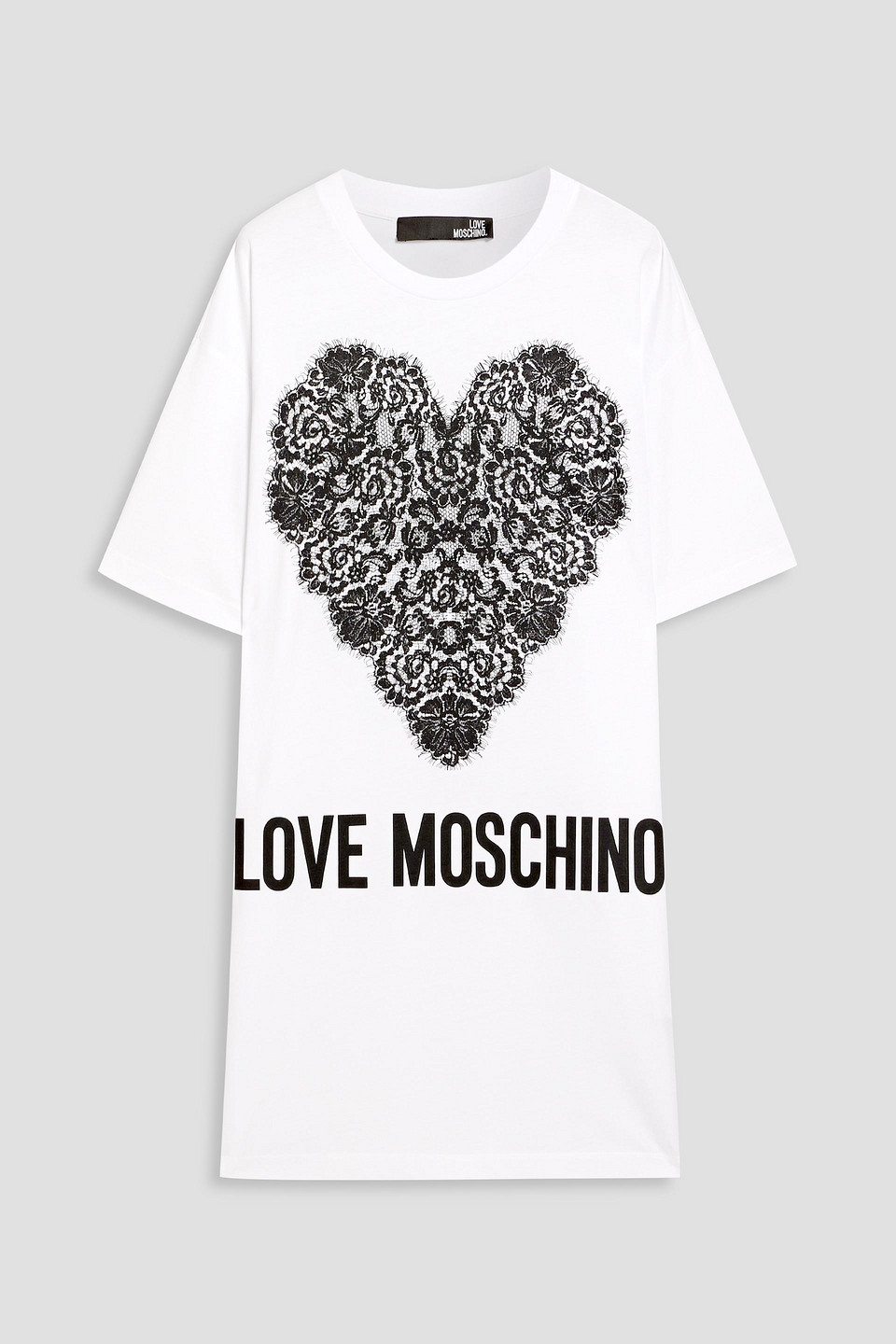 Love Moschino Printed Cotton-jersey Mini Dress In White