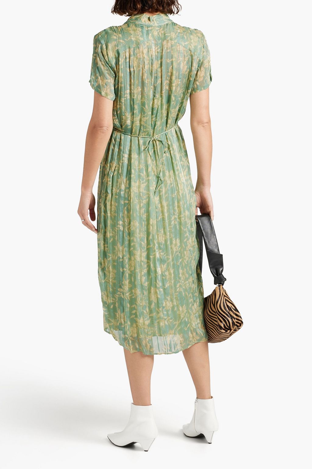 RAG & BONE Pleated floral-print jacquard midi dress
