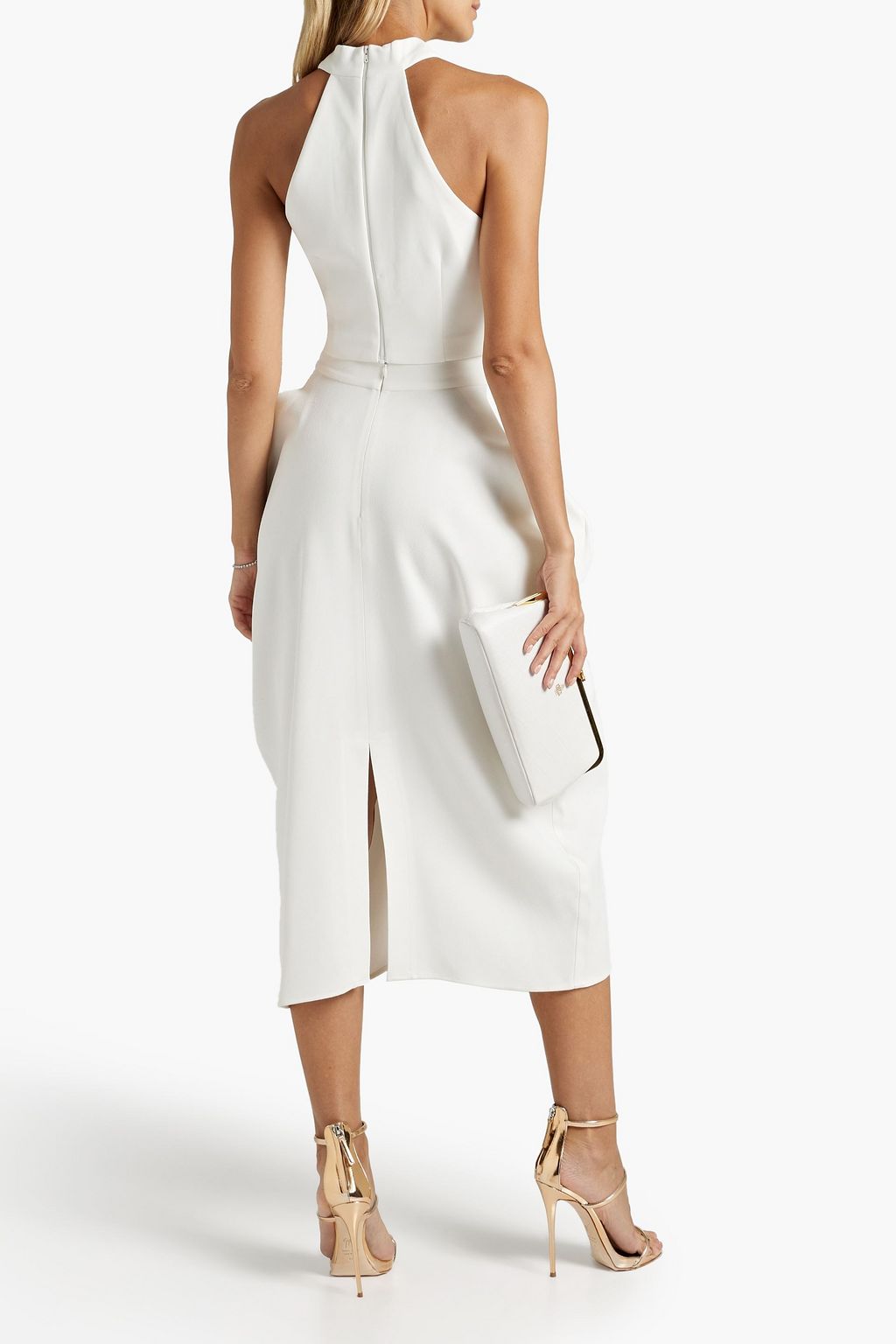HALSTON Rina cropped stretch-crepe top