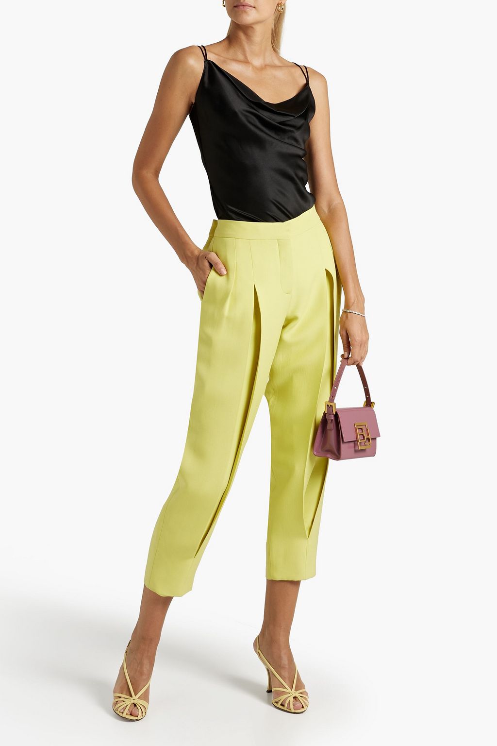 ROKSANDA Lace-up draped silk-satin camisole