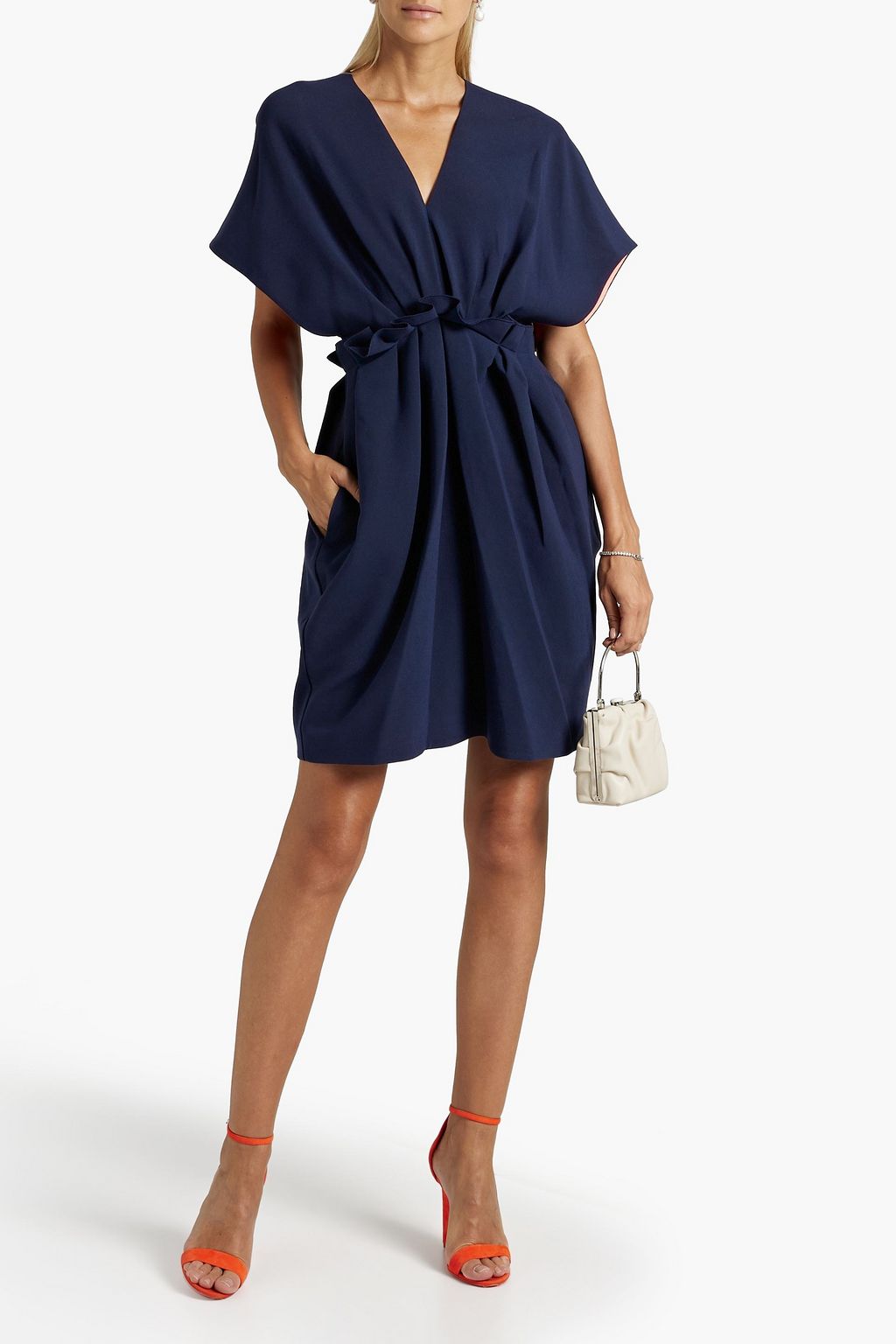 ROKSANDA Ruffled gathered crepe mini dress