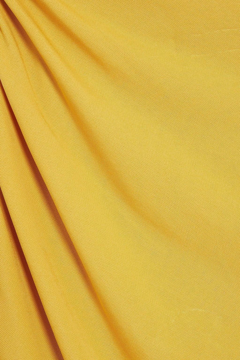 HALSTON Pia asymmetric oneshoulder draped jersey midi dress THE