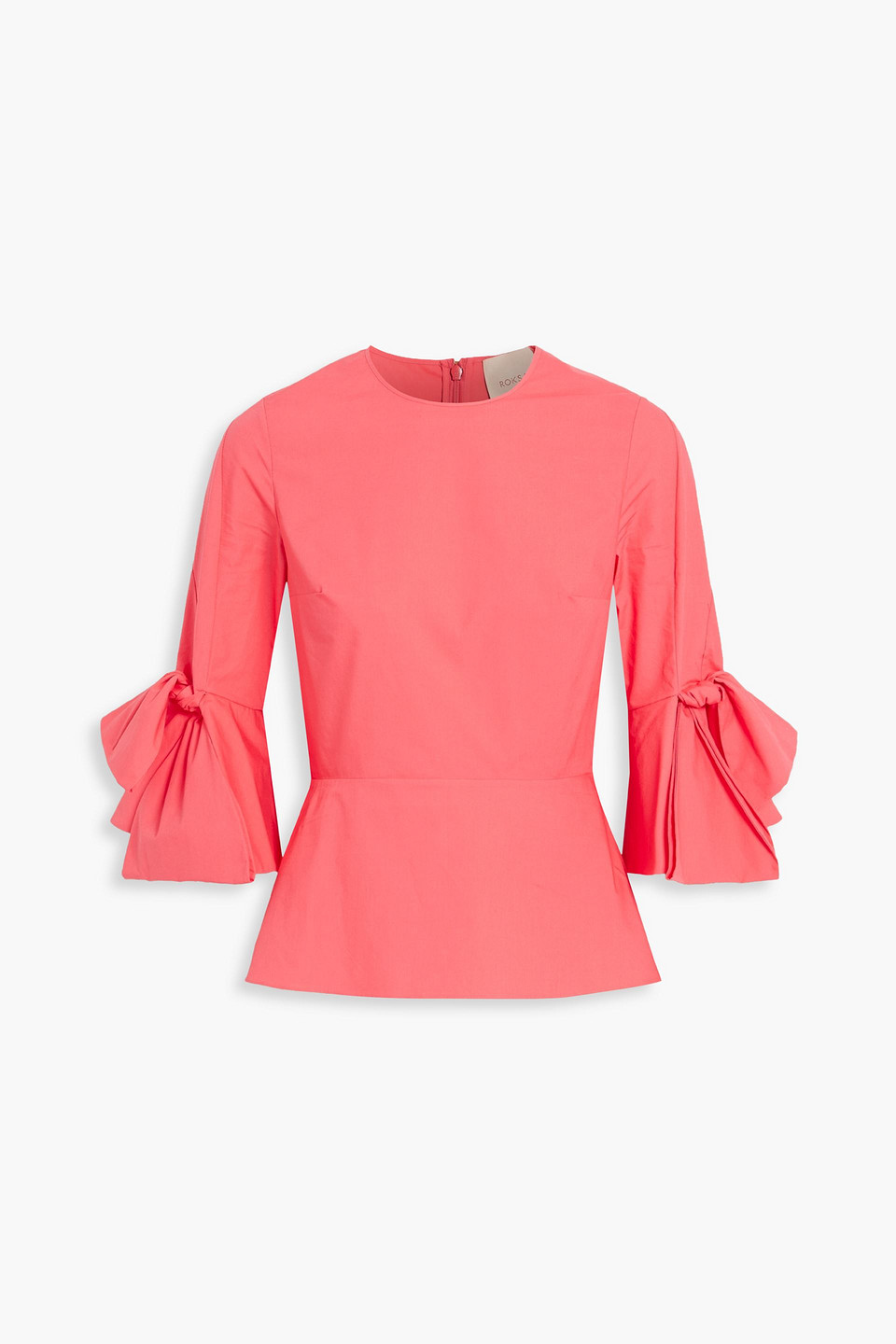 roksanda - bow-detailed cotton-poplin peplum top - orange - uk/au 8