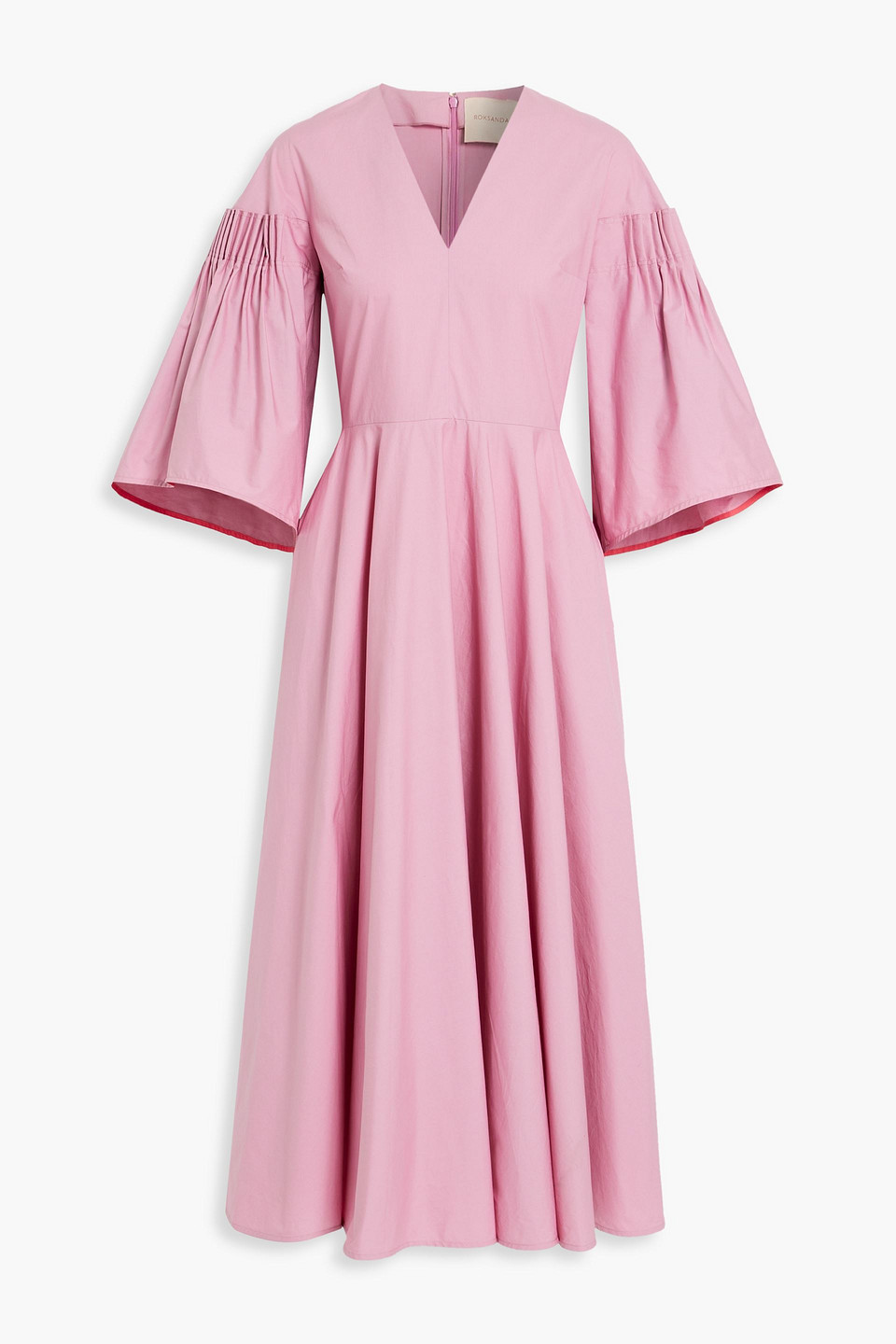 Roksanda Gathered Cotton-poplin Midi Dress In Lilac