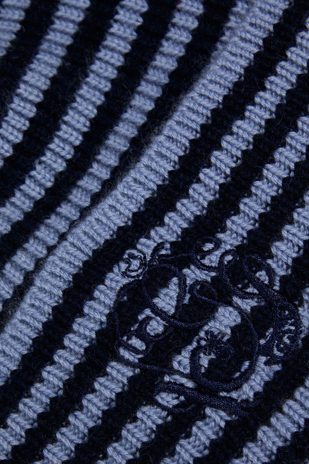 GANNI Striped ribbed wool and cashmere-blend beanie