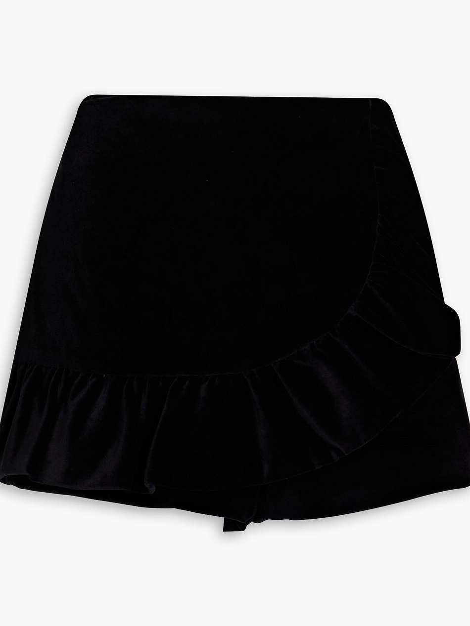 skirt-effect cotton-blend velvet shorts