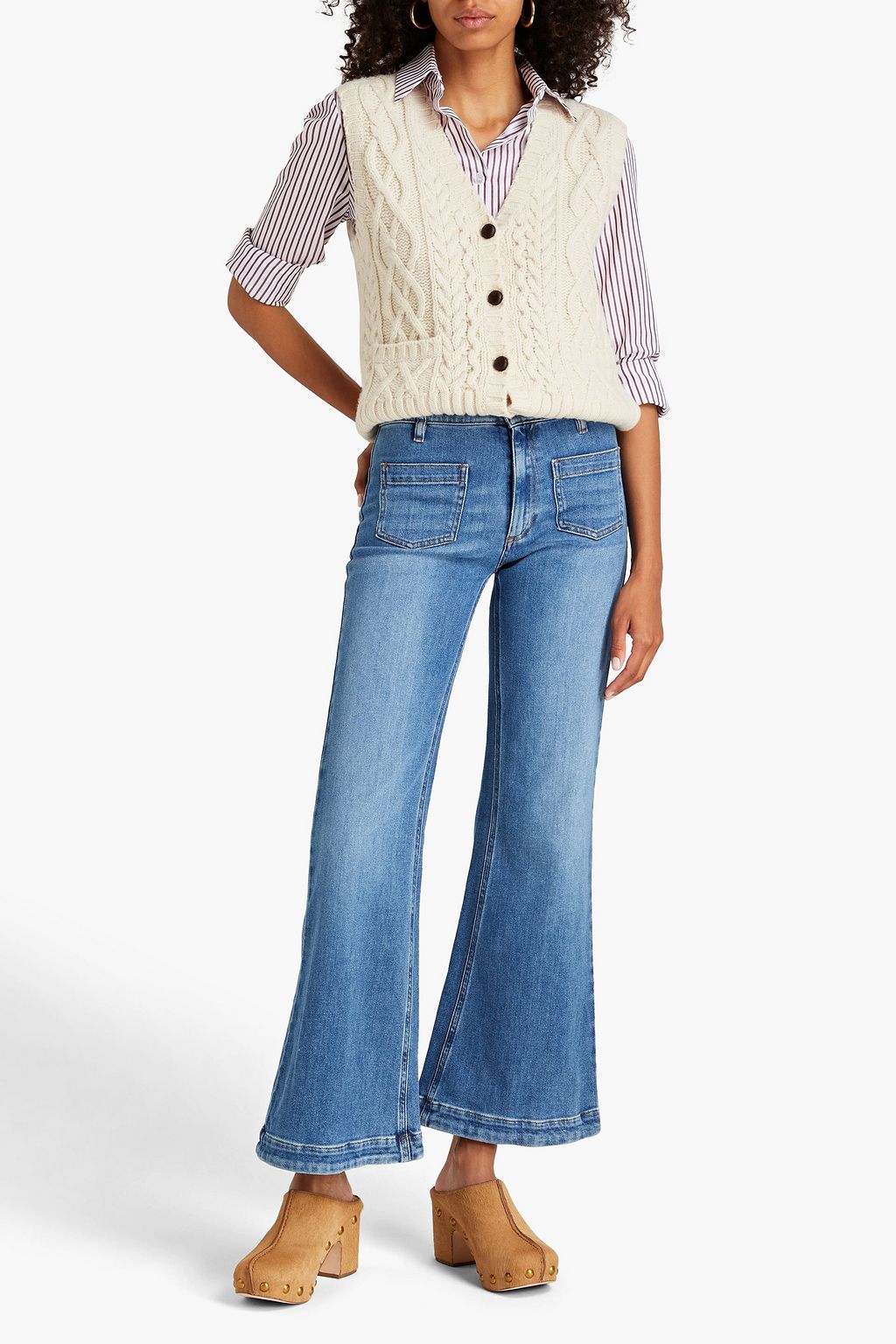 REDVALENTINO Faded mid-rise flared jeans