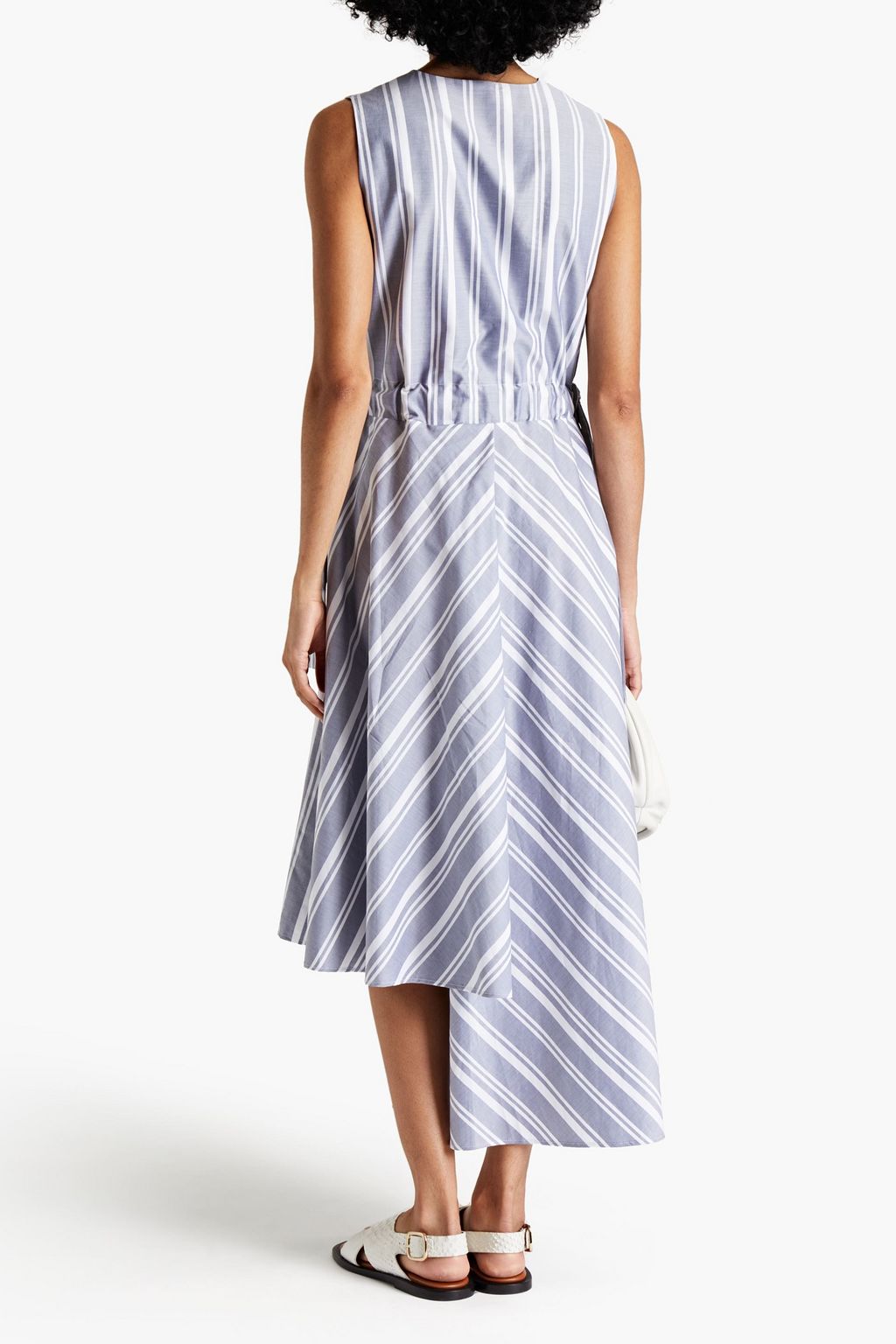 MYKKE HOFMANN Asymmetric striped cotton-twill midi dress
