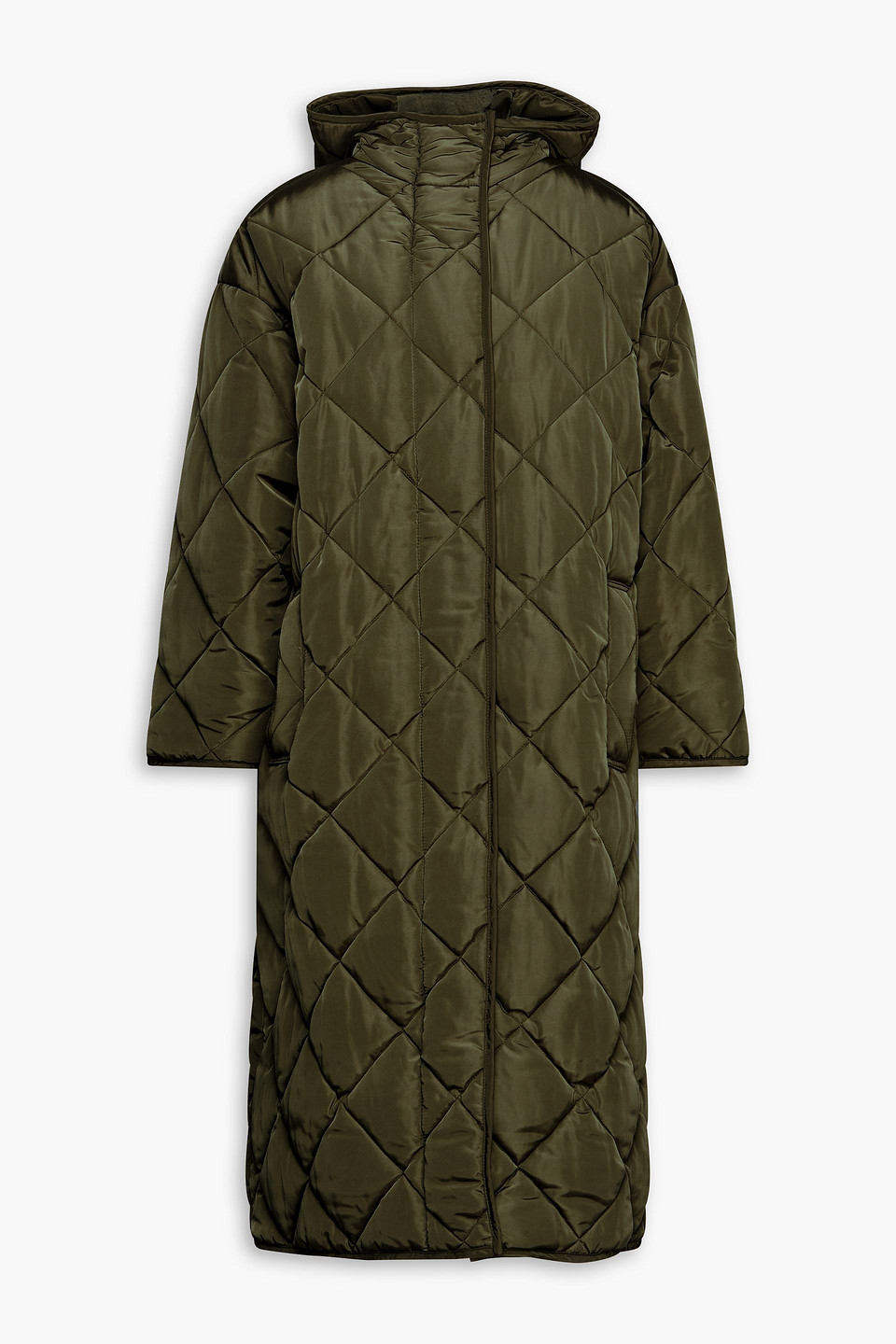 Stand Studio Sue Oversized Quilted Shell Hooded Coat In Green