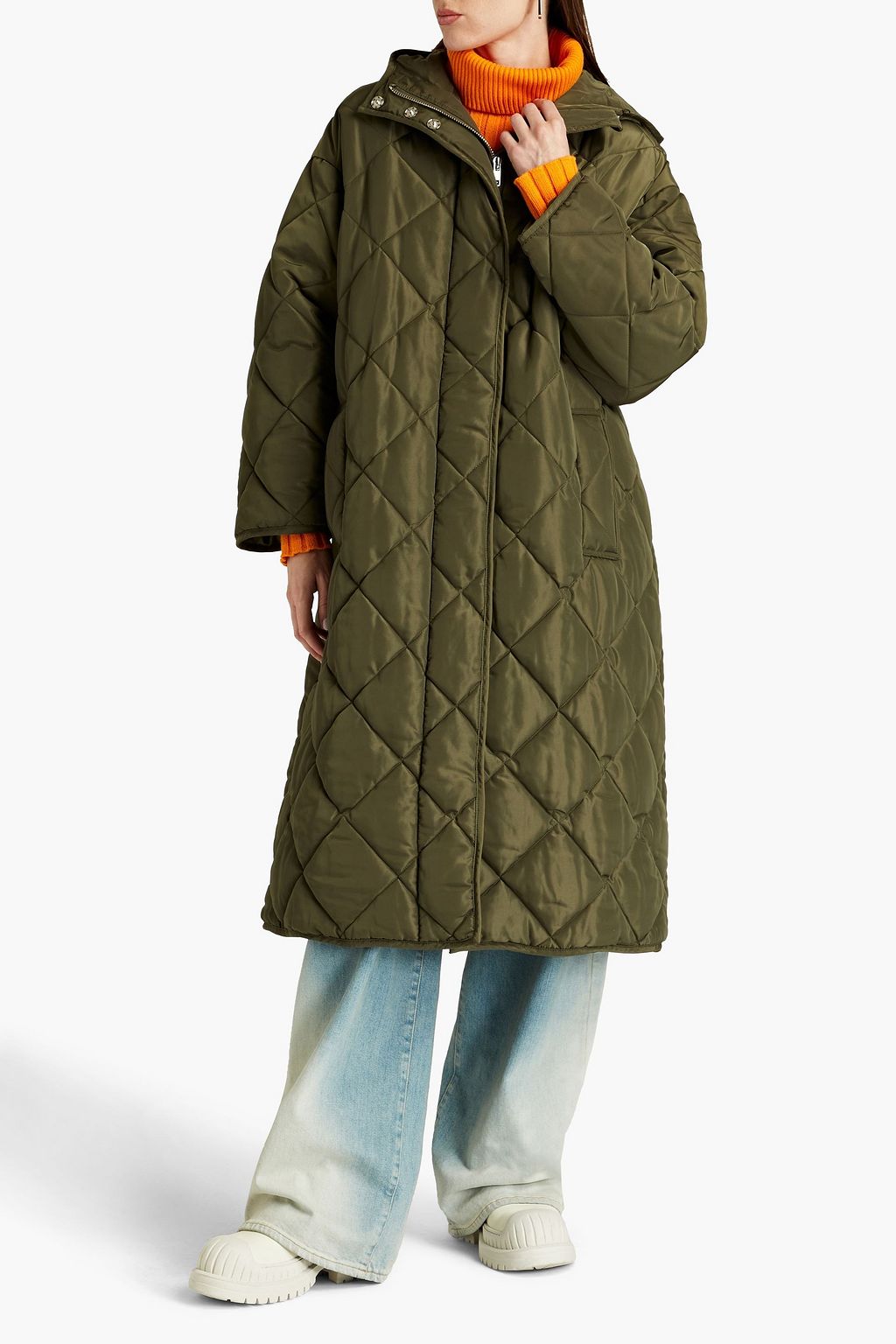 STAND STUDIO Sue oversized quilted shell hooded coat
