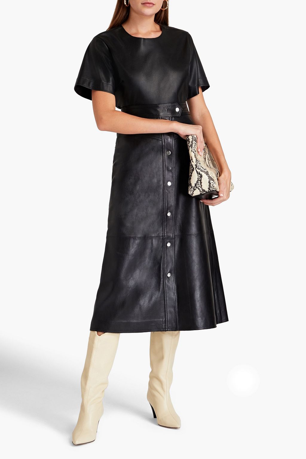 STAND STUDIO Gianna leather midi skirt