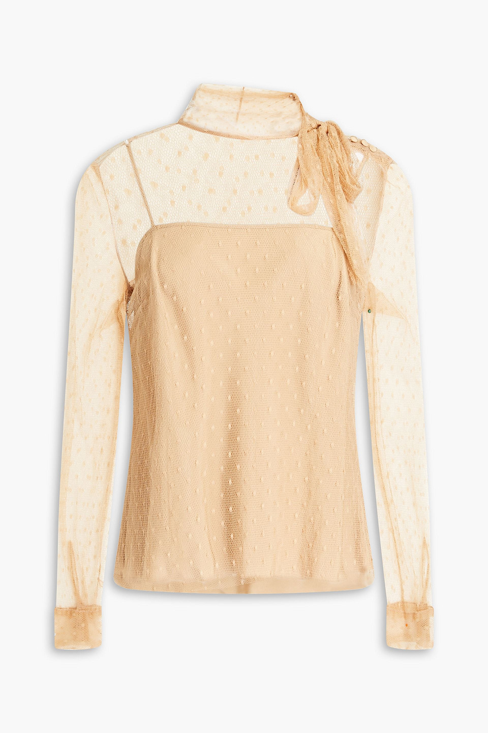 Red Valentino Pussy-bow Point D'esprit Blouse In Sand