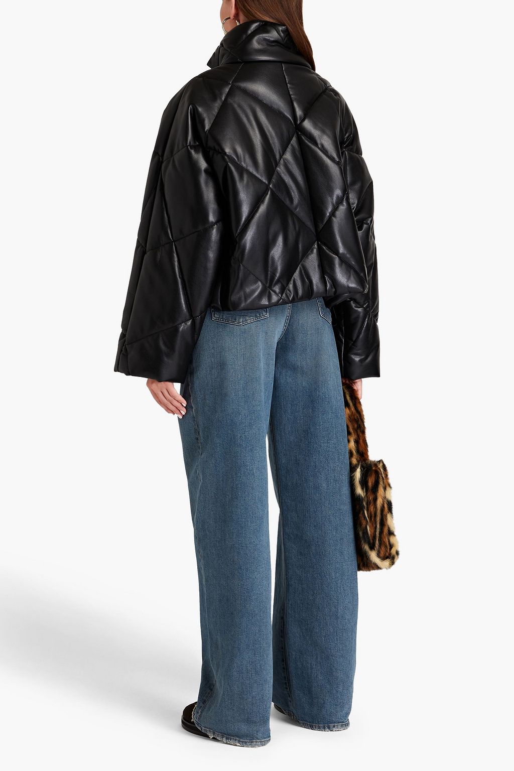 STAND STUDIO Aina quilted faux leather down jacket