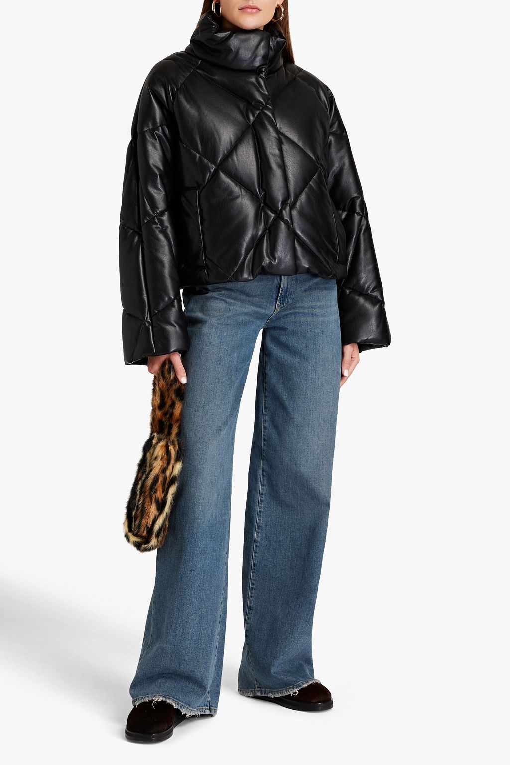 STAND STUDIO Aina quilted faux leather down jacket