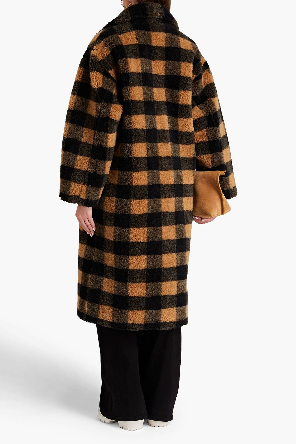 STAND STUDIO Maria checked faux shearling coat