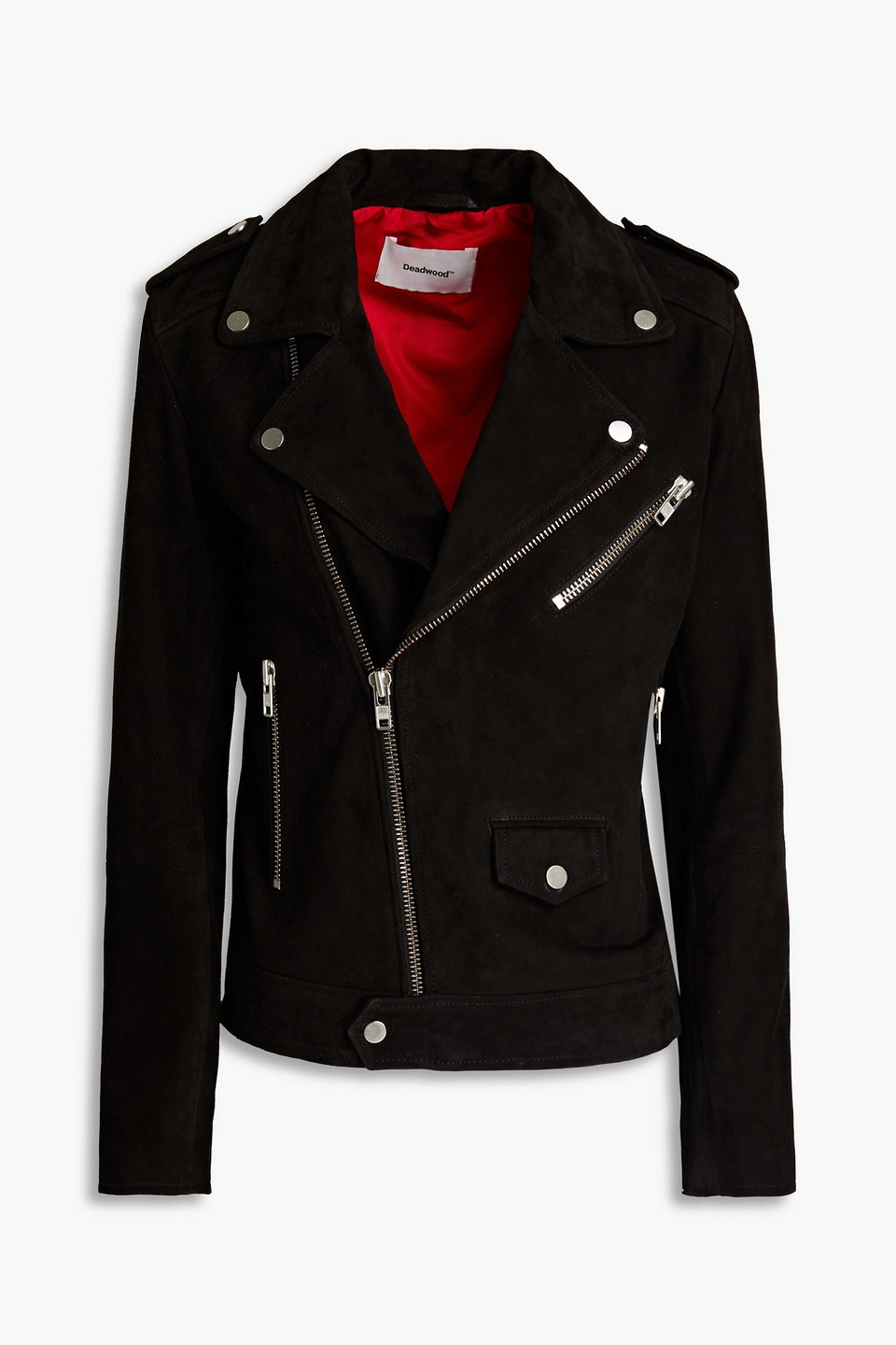 Deadwood River Suede Biker Jacket In Black