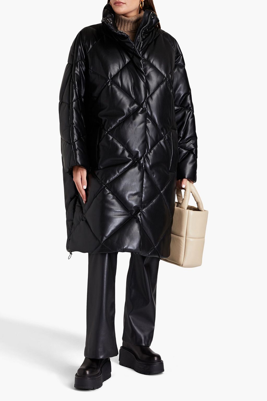STAND STUDIO Anissa quilted faux leather coat