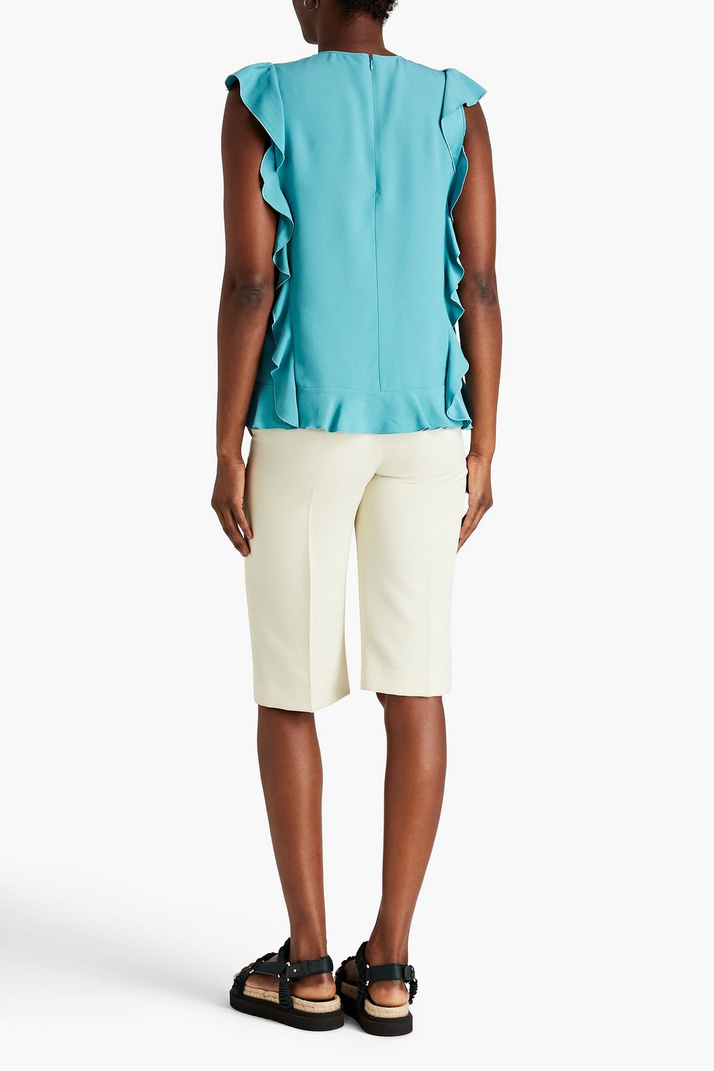 REDVALENTINO Ruffled satin-crepe top