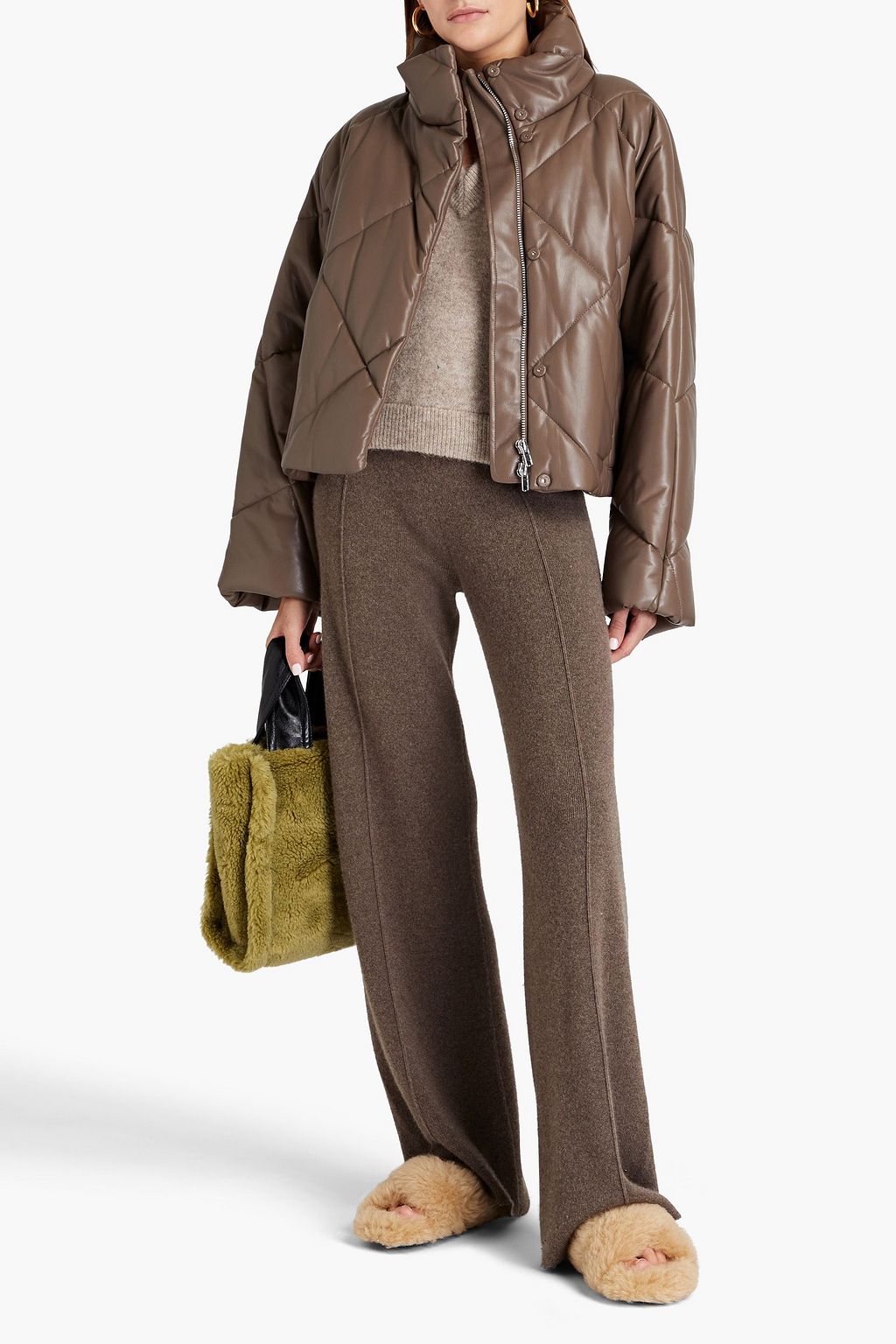 STAND STUDIO Aina quilted faux leather down jacket