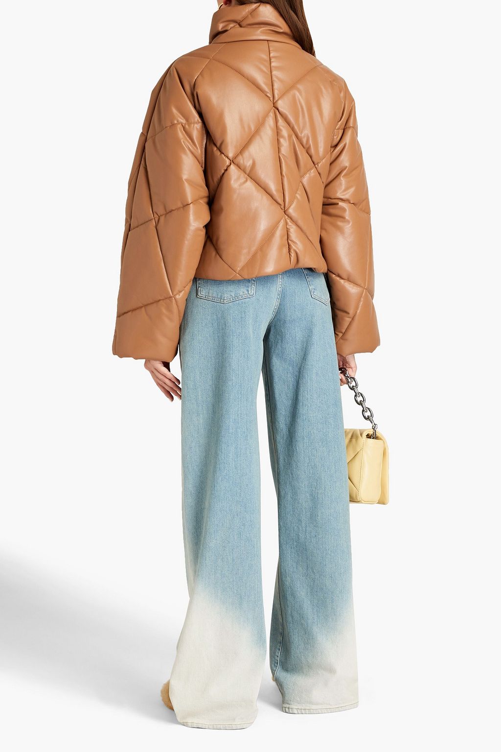 STAND STUDIO Aina quilted faux leather down jacket