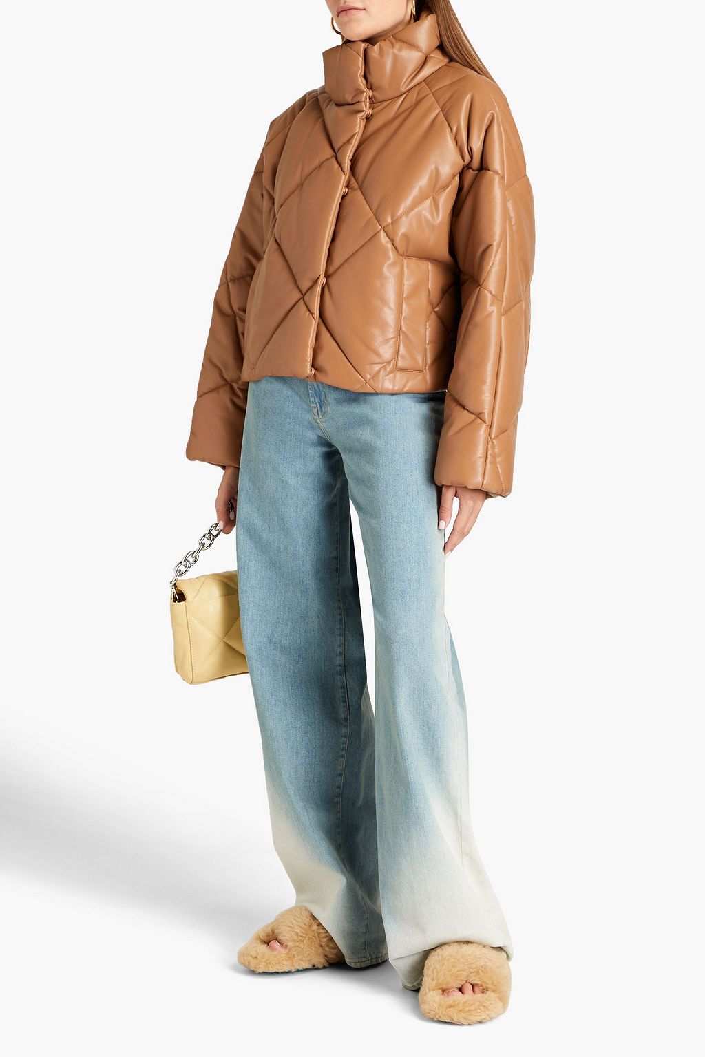 STAND STUDIO Aina quilted faux leather down jacket