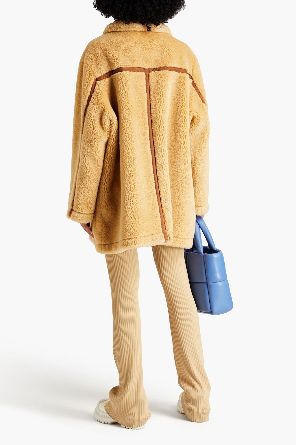 STAND STUDIO Nayeli double-breasted wool-blend faux shearling jacket
