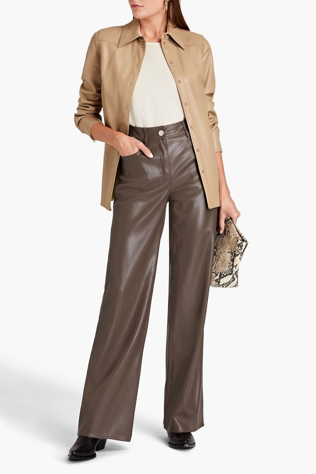 STAND STUDIO Juliana faux leather shirt