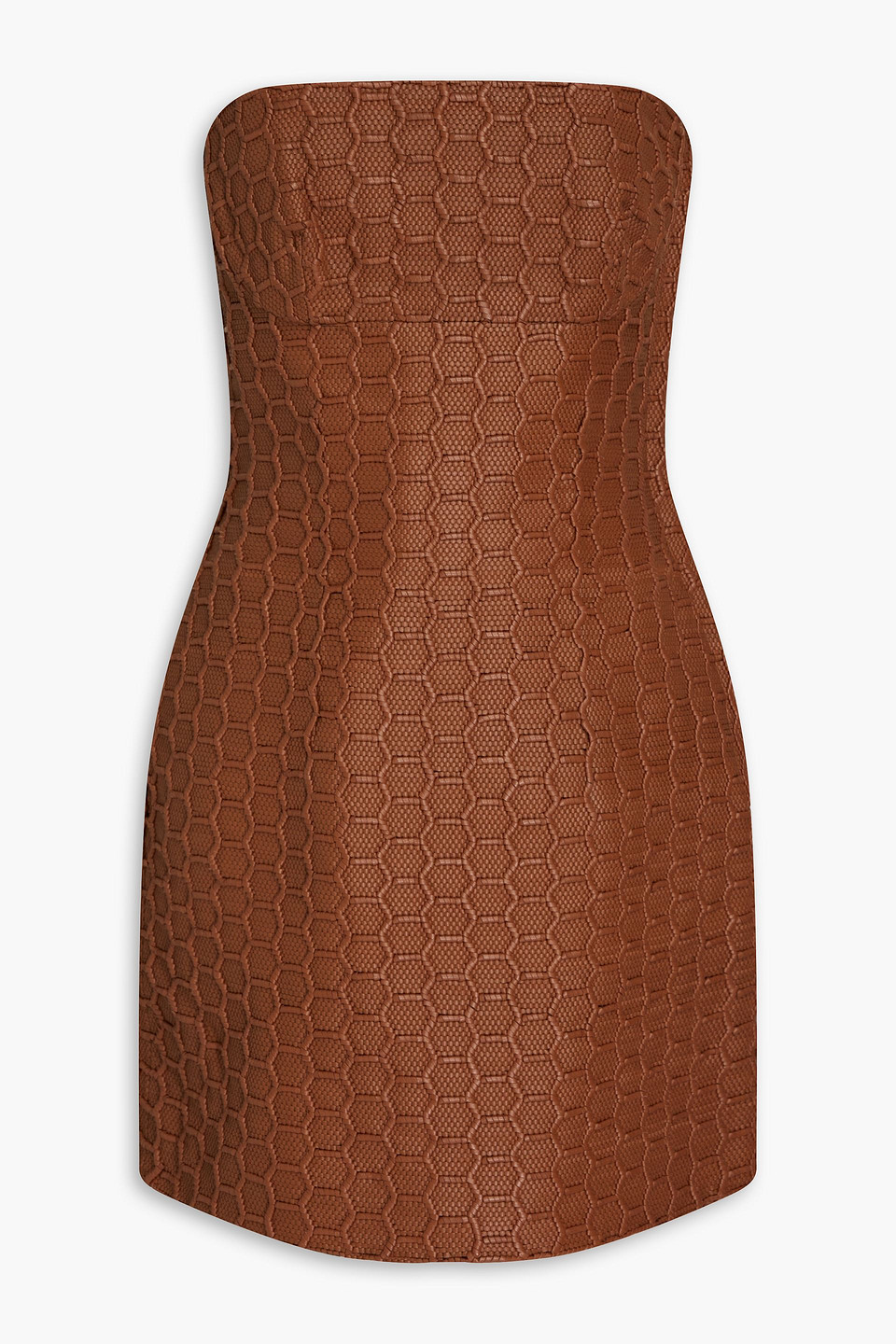 Roberto Cavalli Strapless Woven Leather Mini Dress In Brown | ModeSens