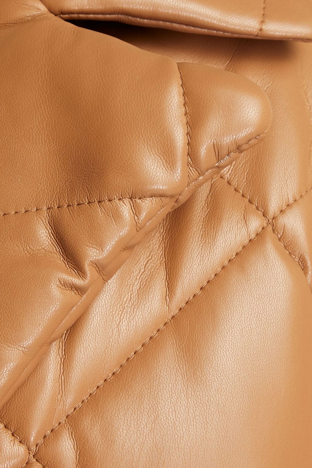 STAND STUDIO Maxim belted quilted faux leather coat
