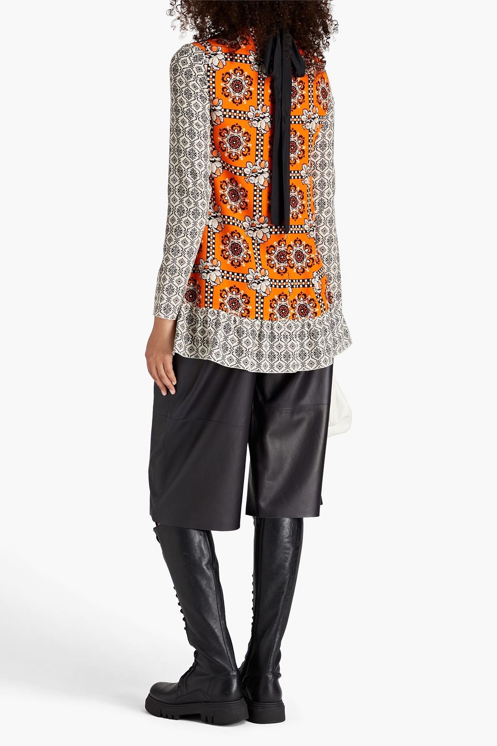 REDVALENTINO Patchwork-effect printed silk crepe de chine blouse