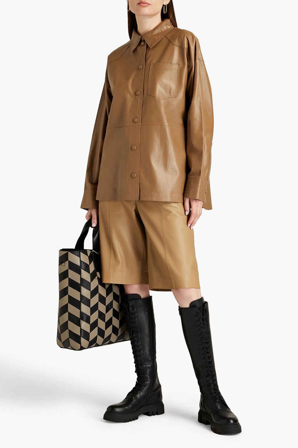 STAND STUDIO Adia leather shirt