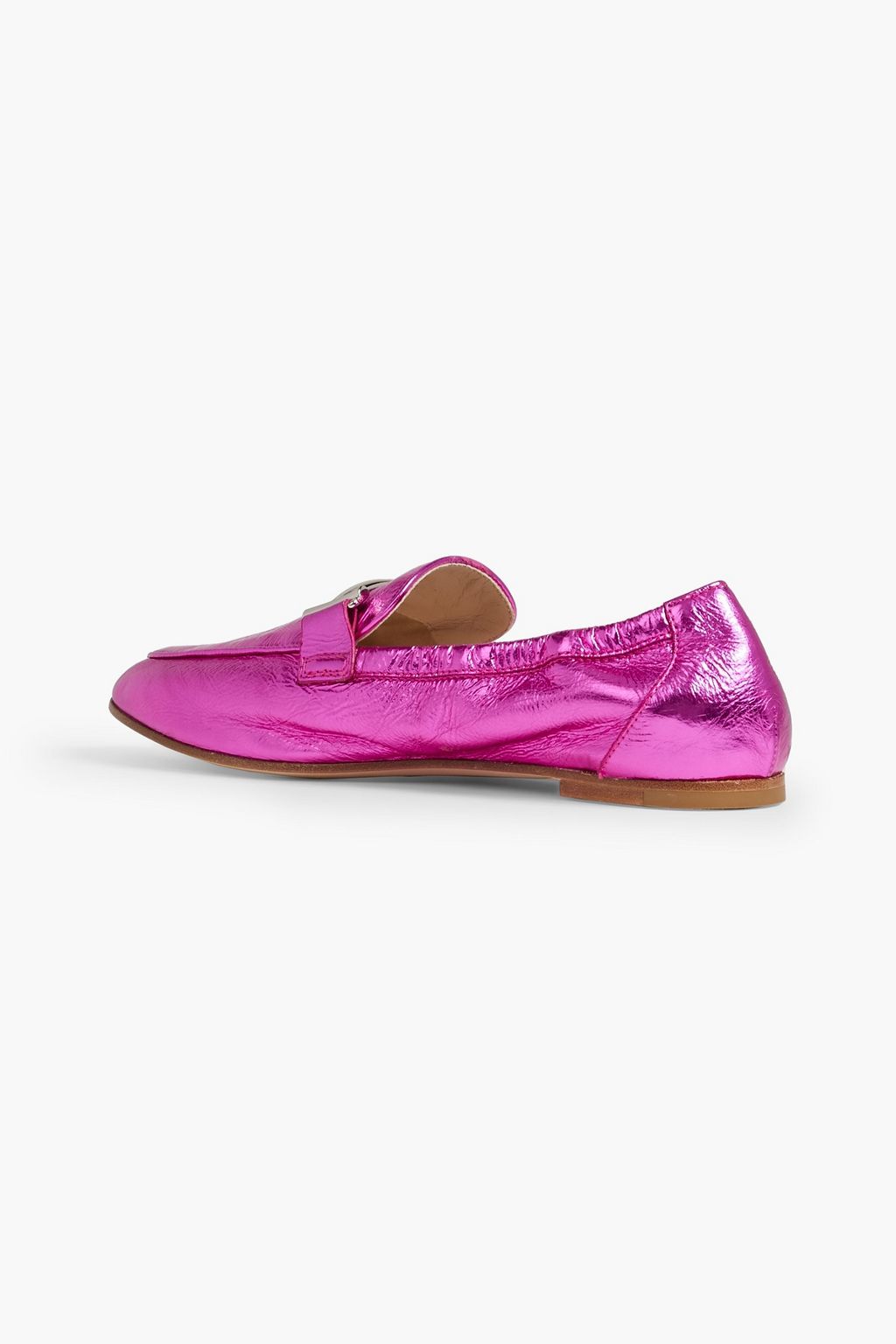 TOD'S Double T metallic textured-leather loafers